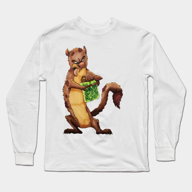 Weasel Opening a Jar of Pickles Long Sleeve T-Shirt by Thought2paper 